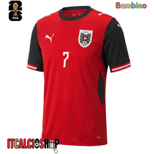 Austria Marko Arnautovic #7 Prima Maglia Bambino Mondiali 2026 Manica Corta (+ Pantaloni corti)